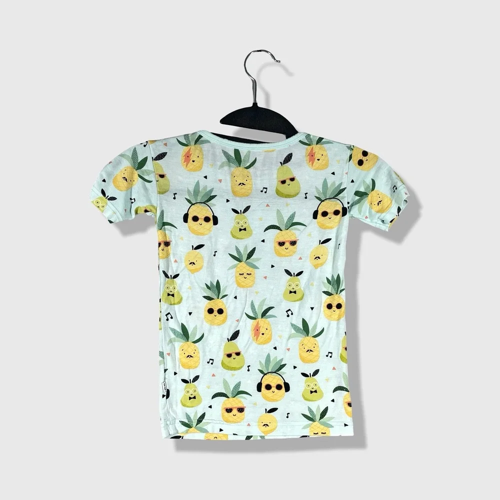 Little Sleepies Pajama Top Kids 3T Blue Pineapple Pear Bamboo Viscose Sleepwear